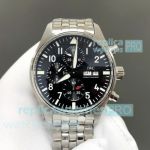 Swiss IWC Schaffhausen Pilot's Black Dial Stainless Steel Chronograph Copy Watch 43mm 